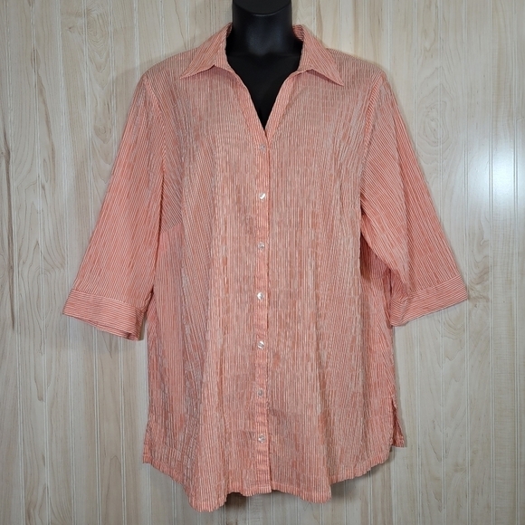 Ulla Popken Striped Casual Button-Down Top Sz 24/26 - Picture 1 of 5